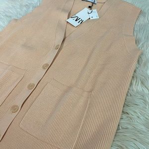Zara Ribbed Button Sweater Vest